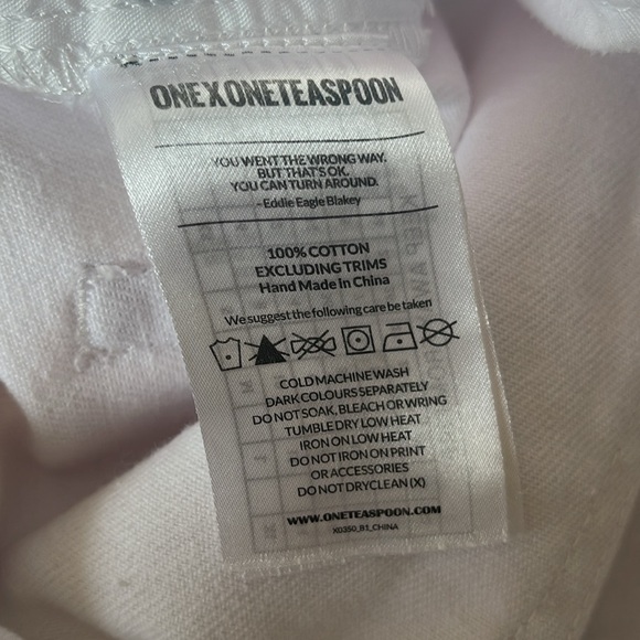 One Teaspoon Saints Long Rise Low Waist Distressed Baggy White Denim Jeans 24 - Picture 8 of 8